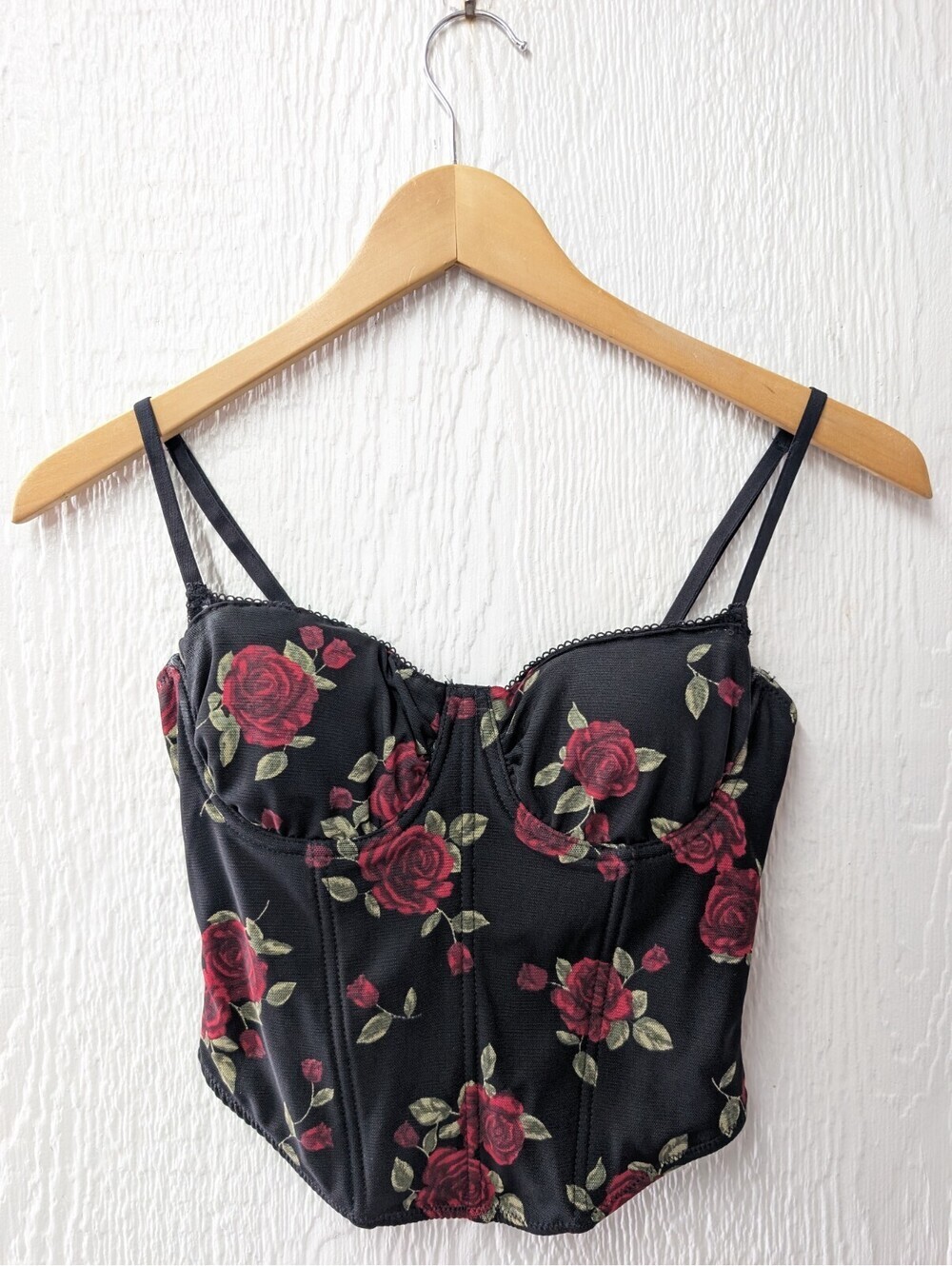 Garage Floral Roses Bustier Cami Corset Y2K Whimsigoth Dark Romance Punk Size XS - Picture 2 of 8